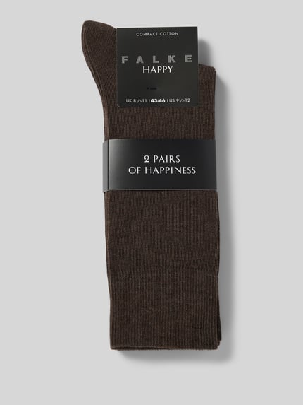 Produktfoto, Socken im 2er-Pack von FALKE in Braun, Baumwollmischung, Modell Happy mit breitem Komfortbund, verstärkte Ferse und Spitze.