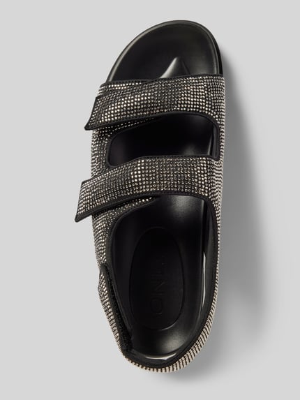ONLY Sandalen met strass-steentjes, model 'MINNIE' Zwart - 3