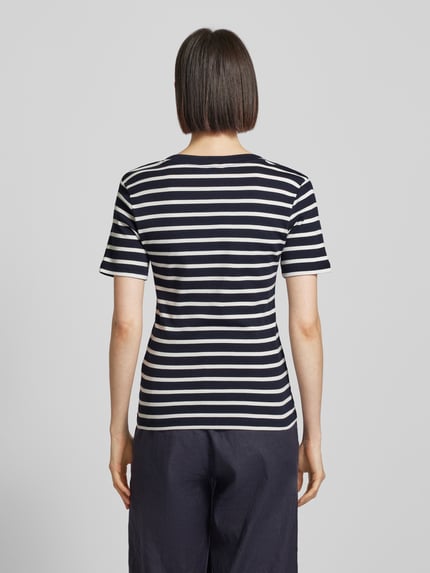 Tommy Hilfiger Slim fit T-shirt met logostitching, model 'CODY' Marineblauw - 5