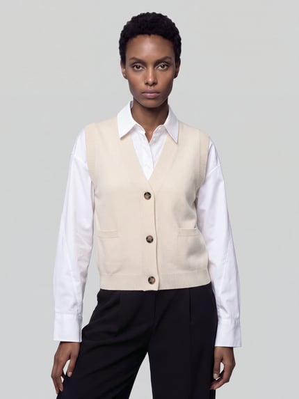 VERO MODA Strickweste mit V-Ausschnitt Ecru 4