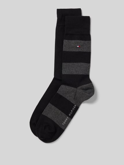 Produktfoto, Socken im 2er-Pack von Tommy Hilfiger, Herren Socken aus Baumwoll-Mix mit Stretch-Anteil, wadenlang, unterschiedliche Farben, Logo-Stickerei