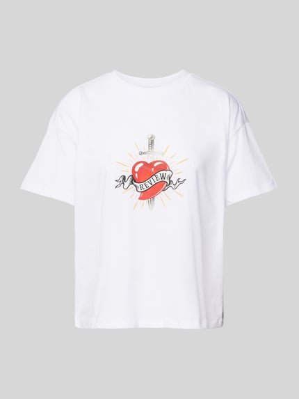 REVIEW T-shirt z nadrukiem z motywem i logo Biały 2