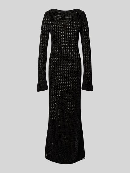 REVIEW Maxi-jurk met geribde boothals Zwart - 2