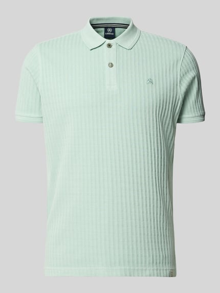 Produktfoto, Slim Fit Poloshirt mit Logo-Stitching von Lerros in mintgrün, feine Rippstruktur, Polokragen, Knopfleiste, Baumwoll-Mix.