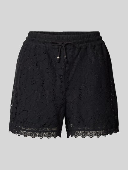 Produktfoto, Regular Fit Sweatshorts mit Spitze Modell 'HONEY' von Vero Moda, Optik: Unifarben, Spitzen-Muster, Tunnelzug, Bundabschluss: Elastisch, Materialverarbeitung: Spitze, Material: Baumwoll-Mix