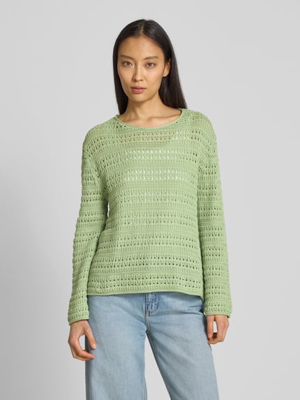 Tom Tailor Regular Fit Strickpullover aus reiner Baumwolle Hellgruen 4