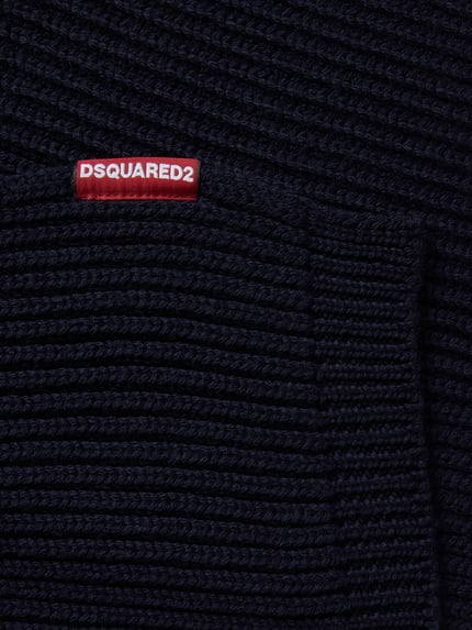 Dsquared2 Szal wełniany z wełnianą czapką w zestawie Granatowy 3