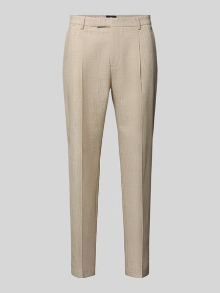 Produktfoto, Straight Fit Anzughose mit Viskose-Anteil Modell 'SALTO' von CINQUE in Beige, Bügelfalten, elastischer Material-Mix, klassische Taschen.