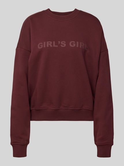 Produktfoto, Sweatshirt mit Statement-Print und überschnittenen Schultern von OH APRIL aus puur katoen in regular fit met ronde hals en ribboorden, bordeauxrood