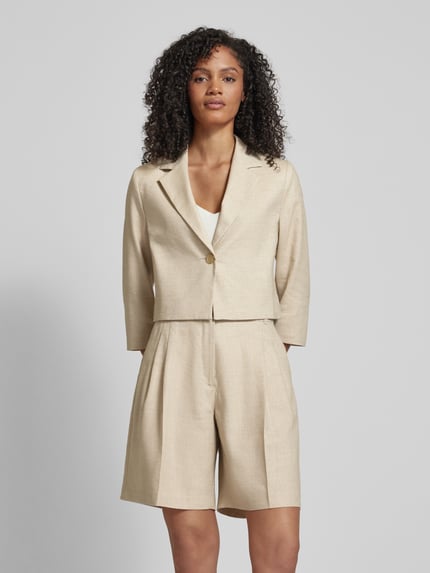 s.Oliver BLACK LABEL Cropped Blazer mit Leinen-Anteil in Melange-Optik Beige 4