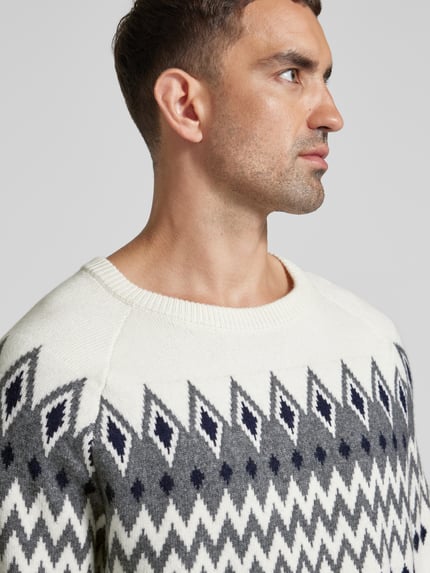 Christian Berg Men Regular Fit Strickpullover mit Kaschmir-Anteil Offwhite 3
