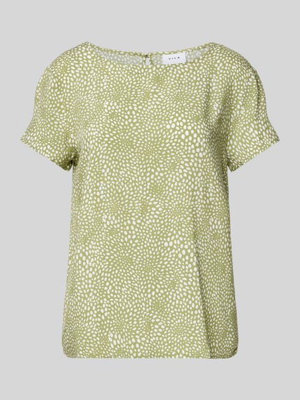 VILA Regular fit blouseshirt van viscose met ronde hals Rietgroen - 2