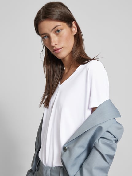 MSCH Copenhagen T-Shirt mit V-Ausschnitt Modell 'Fenya' Weiss 3