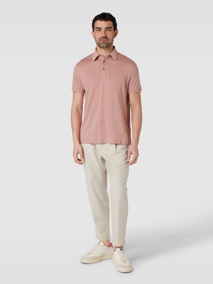 Tommy Hilfiger Regular fit poloshirt van linnenmix Terracotta - 1