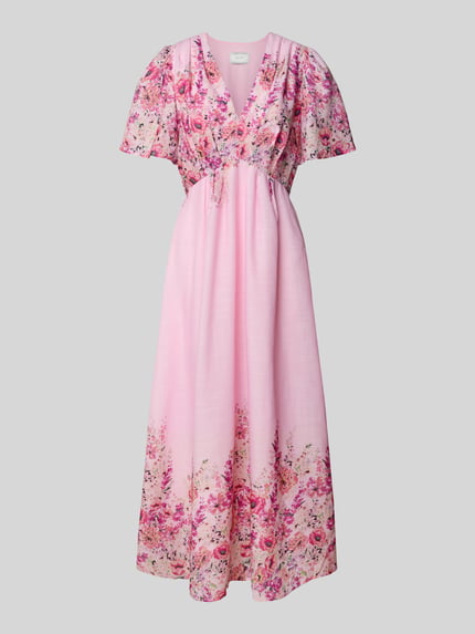 Neo Noir Maxi-jurk met V-hals, model 'Serna' Roze - 2