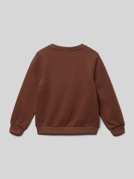 Productfoto, Regular Fit Pullover aus Baumwoll-Mix van s.Oliver RED LABEL, bruin, effen, sweatmateriaal met geribde boorden