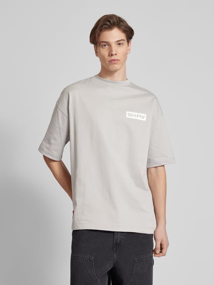 Multiply Apparel Oversized T-Shirt mit Label-Print Hellgrau 4