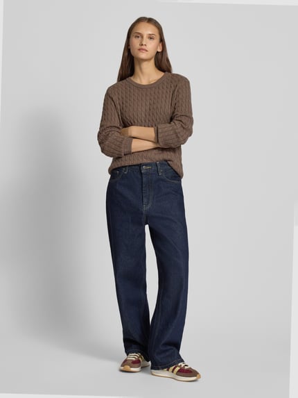 PIECES Regular Fit Strickpullover aus Viskose-Mix Modell 'FIA' Mittelbraun 1