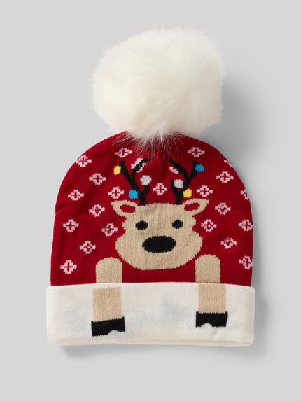 CAPELLI NEW YORK Beanie mit Bommel Rot 1