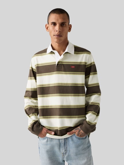 Levi's® Relaxed Fit Poloshirt aus reiner Baumwolle Modell 'RUGBY BRANCO' Mittelbraun 1