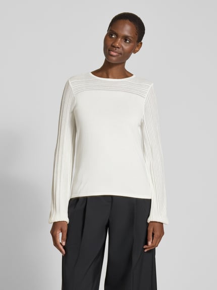 s.Oliver BLACK LABEL Regular fit gebreide pullover van viscosemix met geplisseerde ballonmouwen Wit - 4