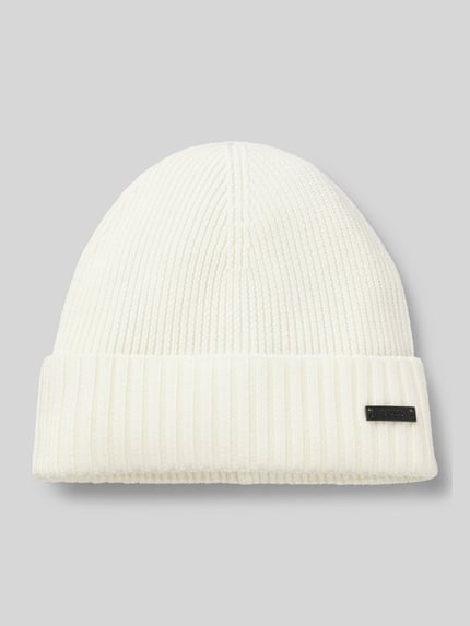 BOSS Mütze aus Wolle mit Logo-Patch Modell 'Fati' Offwhite 1