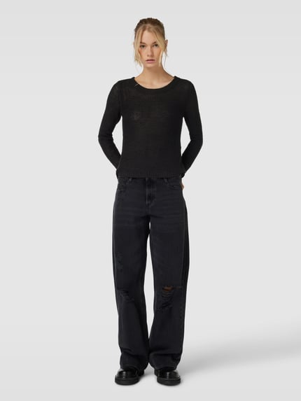 ONLY Sweter z dzianiny z okrągłym dekoltem model ‘GEENA’ Czarny 1