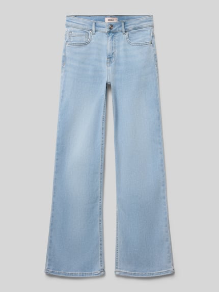 Produktfoto, Wide Leg Jeans aus Baumwoll-Mix Modell 'MADISON BLUSH' von Only in hellblauer Denim-Optik, 5-Pocket-Design, glatte Textur