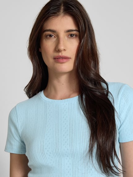VERO MODA Slim Fit T-Shirt aus reiner Baumwolle Modell 'LISA' Hellblau 3
