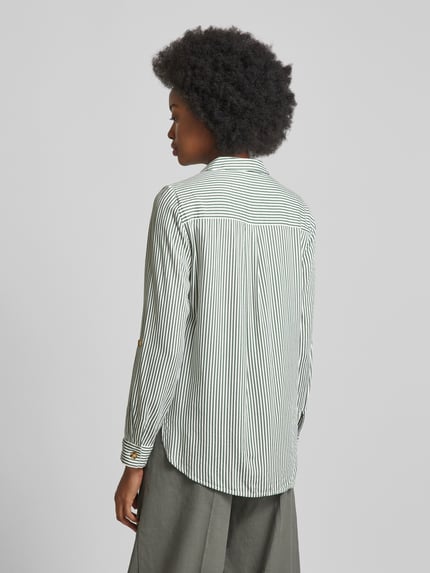VERO MODA Overhemdblouse met opgestikte paspelzakken op de borst, model 'BUMPY' Rietgroen - 5