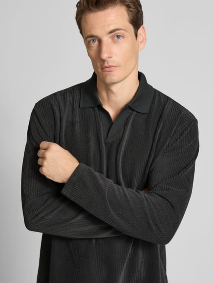 Lindbergh Oversized Poloshirt mit Strukturmuster Black 3