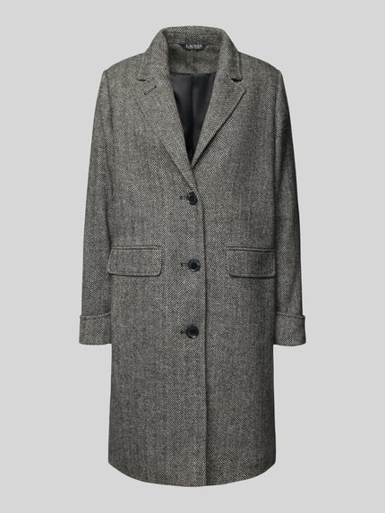 Lauren Ralph Lauren Regular fit lange wollen jas met reverskraag en klepzakken Donkergrijs gemêleerd - 2