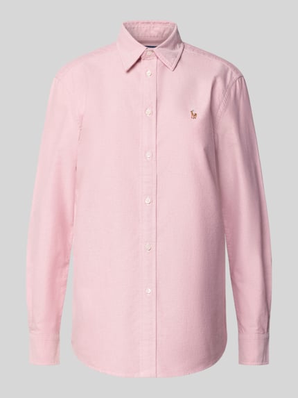 Produktfoto, Hemdbluse mit Knopfleiste von Polo Ralph Lauren aus reiner Baumwolle in zartem Rosa, lockerer Schnitt, strukturierte Oberfläche