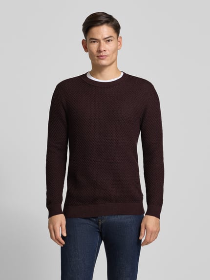 JACK & JONES Premium Strickpullover mit Strukturmuster Modell 'BARKLEY' Bordeaux 4