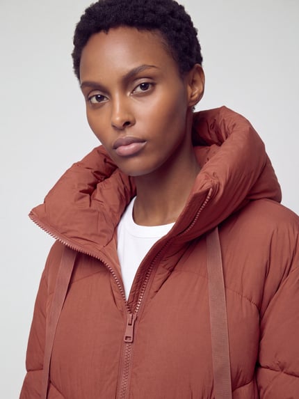 Jake*s Casual Pufferjacke mit großer Kapuze Modell 'J106' Rostrot 3