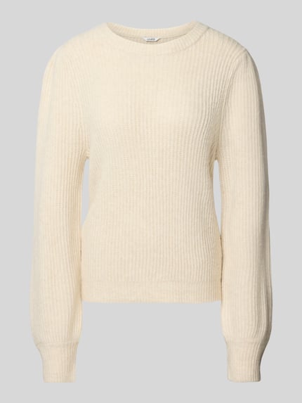 mbyM Sweter z dzianiny krój regular fit z dodatkiem wełny model „Farrell” Biały 2