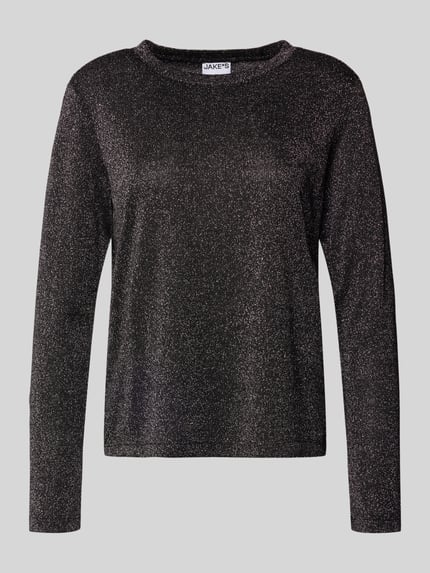 Jake*s Casual Longsleeve met ronde hals Zwart - 2