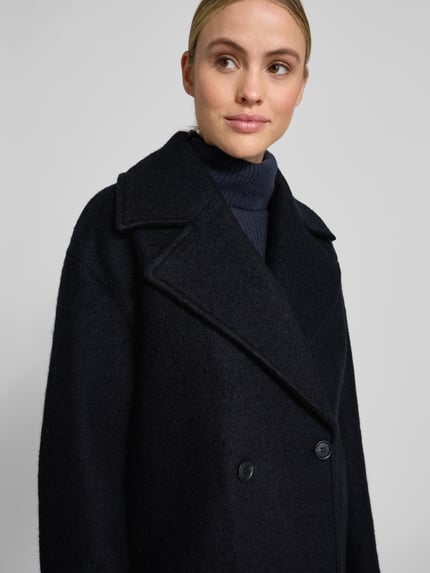 Style Icon Collection Oversized korte trenchcoat van wolmix - curated by Maja Weyhe Donkerblauw - 3