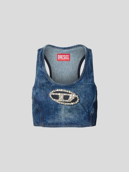 Diesel Kort top met labeldetail Blauw - 2