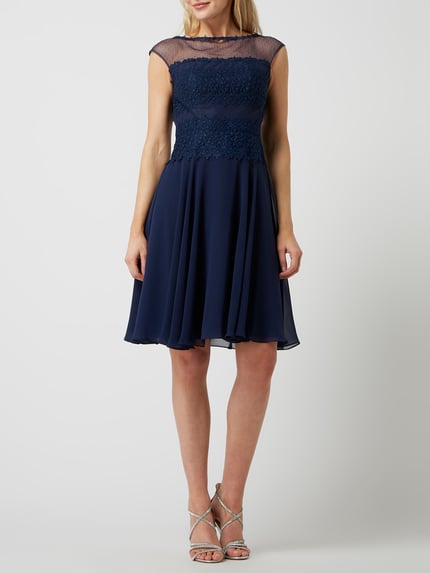 LUXUAR FASHION Cocktailjurk van mesh en chiffon Donkerblauw - 1