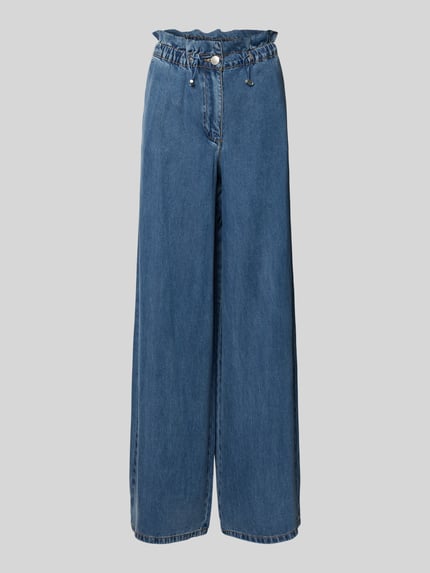 Produktfoto, Hose aus Lyocell mit Tunnelzug Modell 'REESE' von SUNCOO PARIS, blau, Wide Leg, glatte Struktur, lockere Passform