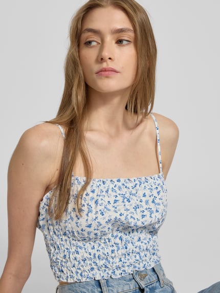 REVIEW Crop Top mit elastischem Bund Weiss 3