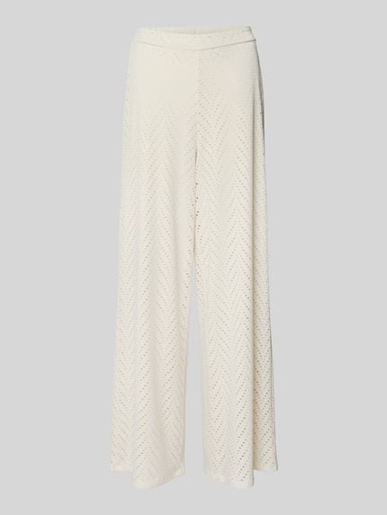 VILA Wide Leg Stoffhose mit Lochmuster Modell 'DELAIA' Ecru 2