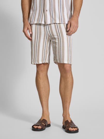 Lindbergh Relaxed fit korte broek met structuurmotief, model 'terry' Zand - 4