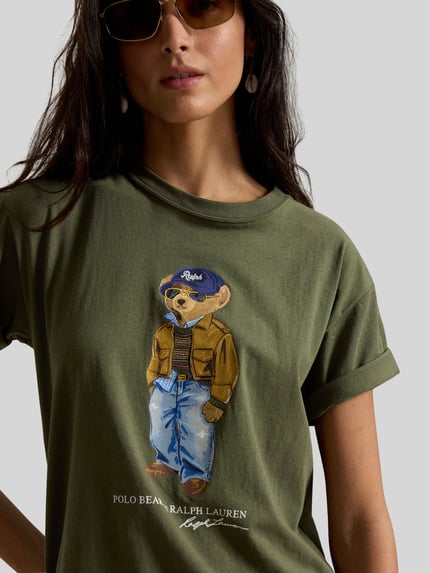 Polo Ralph Lauren Regular Fit T-Shirt mit Polo-Bear-Print Modell 'BEAR TEE' Oliv 3