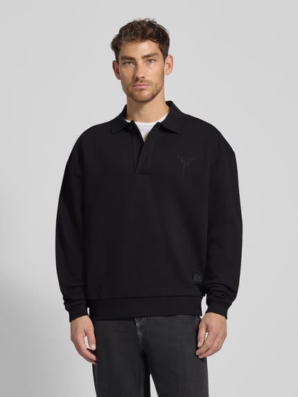 Carlo Colucci Oversized Sweatshirt mit Polokragen Black 4