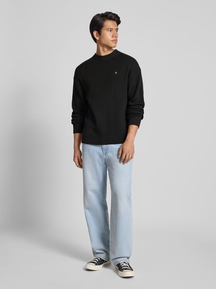 Calvin Klein Jeans Oversized Strickpullover mit gerippten Abschlüssen Black 1