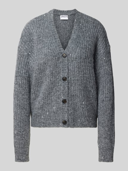 Jake*s Casual Cardigan mit Zierknöpfen Modell 'K106-LurexCardi' Mittelgrau Melange 2