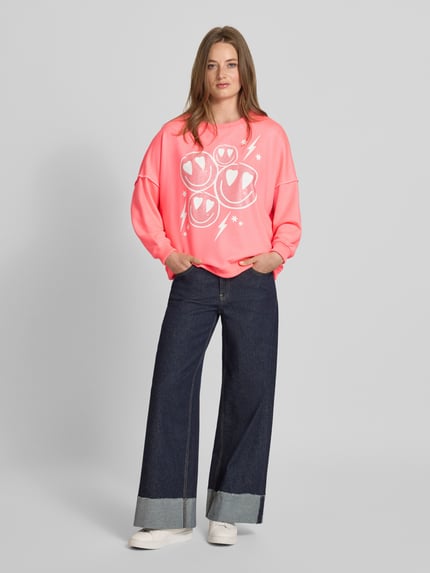 miss goodlife Oversized sweatshirt van katoenmix Neon roze - 1