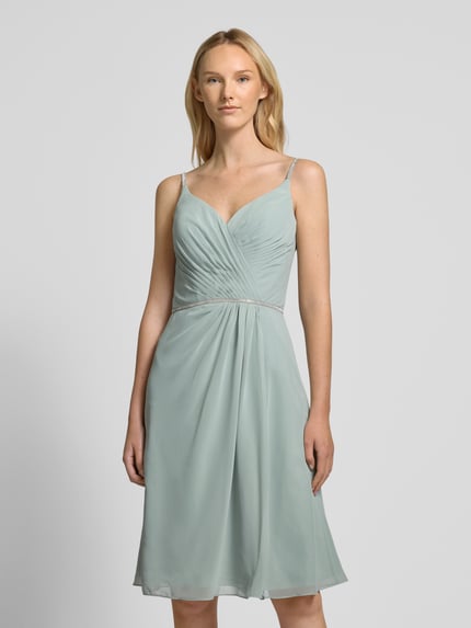 LUXUAR FASHION Knielanges Cocktailkleid mit Strasssteinbesatz Gruen 4